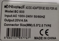 NIVATECH BC933 20/4.50(5.5*2.5) STANDART LENOVO VE BENZER  CİHAZLAR